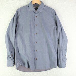 Maurizio Baldassari Shirt Mens Extra Large Blue Check Button Up Made In Italy